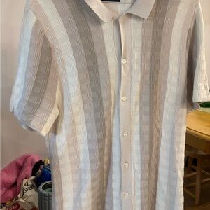 Abercrombie & Fitch Beige and White Casual Button Down Shirt
